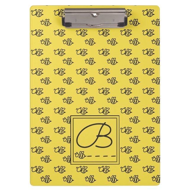 Yellow Summer Bees Pattern Clipboard (Front)