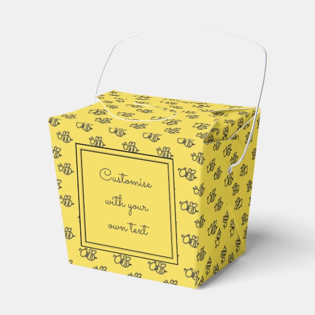 Yellow Summer Bees Pattern Custom Text Favor Box (Front Side)