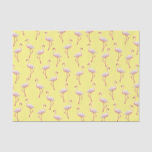 Yellow Summer Flamingo Pattern Tissue Paper
