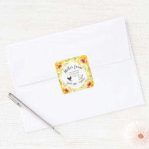 Yellow Summer Floral Farmhouse Egg Carton Square Sticker