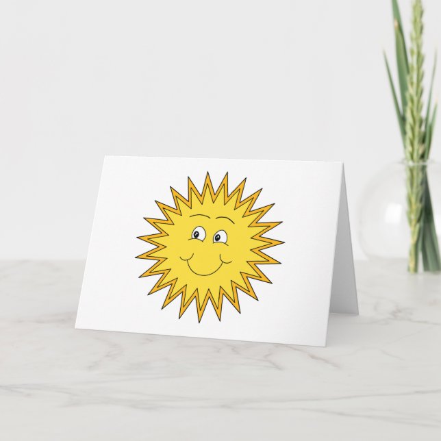 Yellow Summer Sun with a Happy Face. Card (Front)