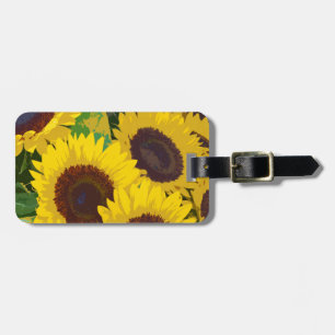 Yellow summer sunflowers luggage tag