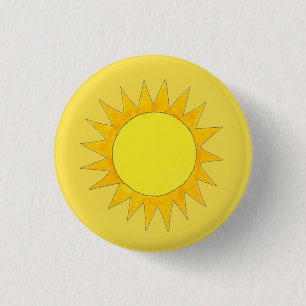 Yellow Summer Sunshine Beach Rays Sunny Day Sun 1 Inch Round Button