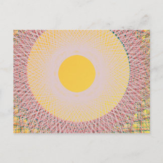 yellow sun abstract art postcard