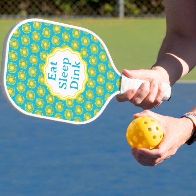 Yellow Sun Caribbean Blue Personalized  Pickleball Paddle (Personalize it!)