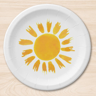 Yellow Sun First Birthday Party  Paper Plate