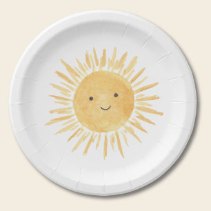 Yellow Sun Girl's Birthday Party Paper Plate