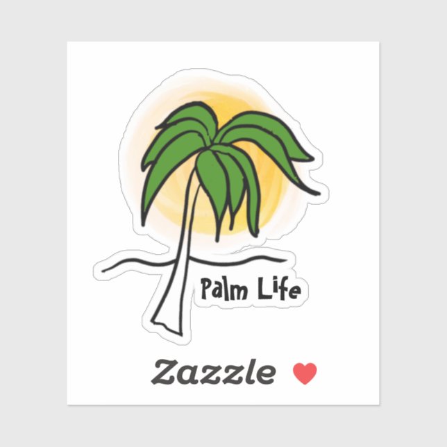 Yellow Sun Green Palm Beach Sticker (Sheet)