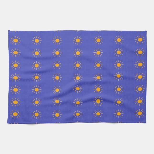 Yellow sun pattern kitchen towel (Horizontal)