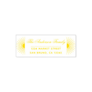 Yellow Sun Rays   Custom Return Address Self-inking Stamp