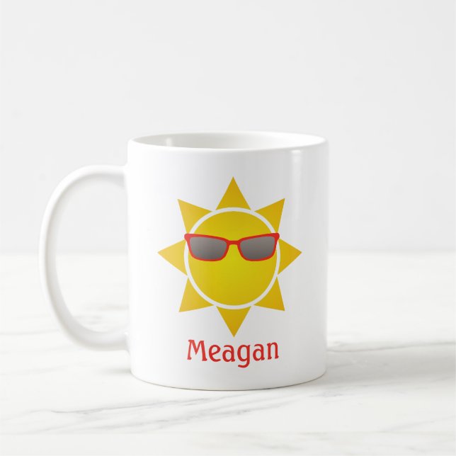 Yellow Sun with Cool Red Sunglasses Mug (Left)