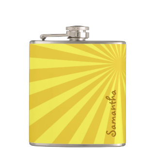 Yellow Sunburst "Add Your Name" Hip Flask