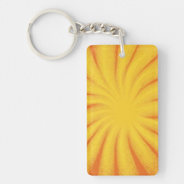 Yellow Sunburst Background – Retro Vintage Texture Keychain (Front)