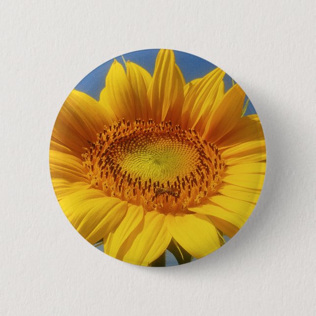 Yellow Sunflower 2 Inch Round Button (Front)