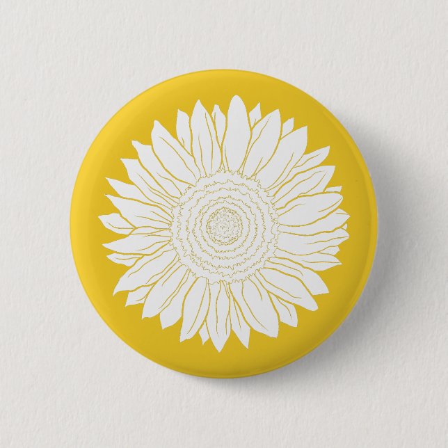 yellow sunflower 2 inch round button (Front)