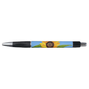 Yellow Sunflower Against Sun on Blue Sky Pen