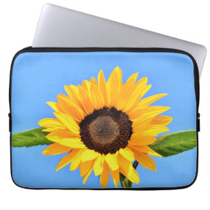 Yellow Sunflower Against Sun on Blue Sky - Summer  Laptop Sleeve