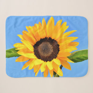 Yellow Sunflower Against Sun on Blue Sky - Summer Sherpa Blanket