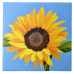 Yellow Sunflower Against Sun on Blue Sky - Summer  Tile<br><div class="desc">Yellow Sunflower Against Sun on Blue Sky - Summer Day - Photo Flower Nature - You can also personalize - Choose / Add Your Unique Photo - Image / Text - Name / Colour / Font / Size / more - Make Your Special Gift - Resize and move or remove...</div>