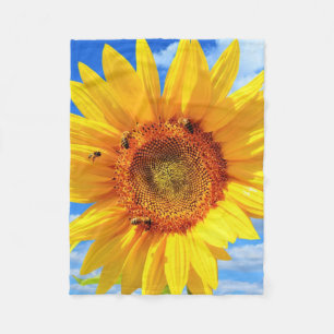 Yellow Sunflower and Bees Baby Fleece Blanket