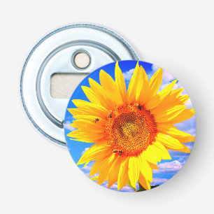 Yellow Sunflower and Bees Bottle Opener