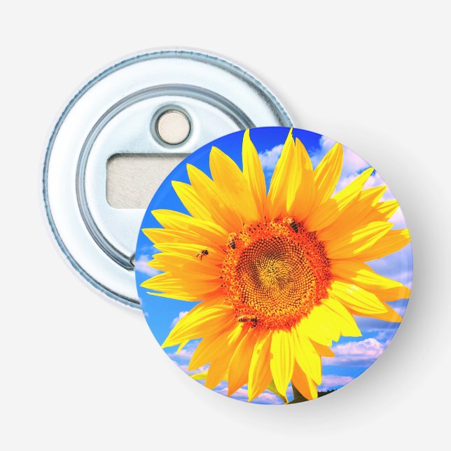 Yellow Sunflower and Bees Bottle Opener (Front)