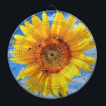 Yellow Sunflower and Bees Dart Board<br><div class="desc">Dart Boards with Yellow Sunflower and Bees on Blue Sky - Summer Day - Photo Flower Nature - You can also personalize - Choose / Add Your Unique Photo - Image / Text - Name / Colour / Font / Size / more - Make Your Special Dartboard Gift - Resize...</div>