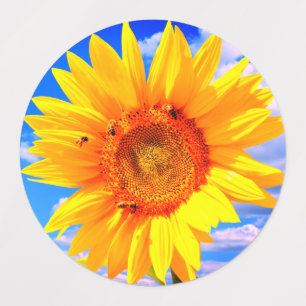 Yellow Sunflower and Bees Labels