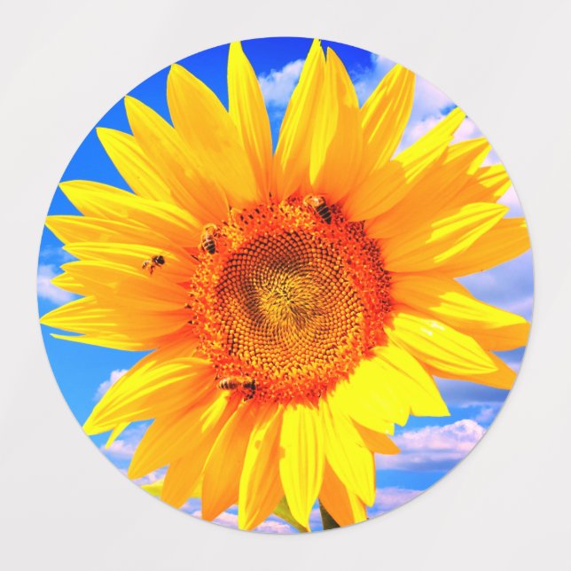 Yellow Sunflower and Bees Labels (Design 1)