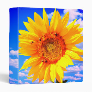 Yellow Sunflower and Bees on Blue Sky Binder