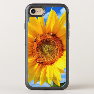 Yellow Sunflower and Bees on Blue Sky - Summer Day OtterBox Symmetry iPhone 8/7 Case