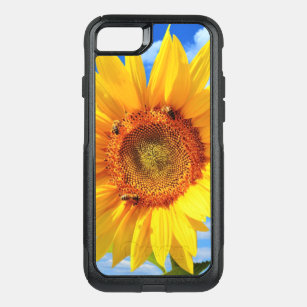 Yellow Sunflower and Bees on Blue Sky - Summer Day OtterBox Commuter iPhone 8/7 Case