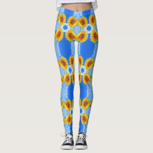 Yellow Sunflower and BeesLeggings Leggings