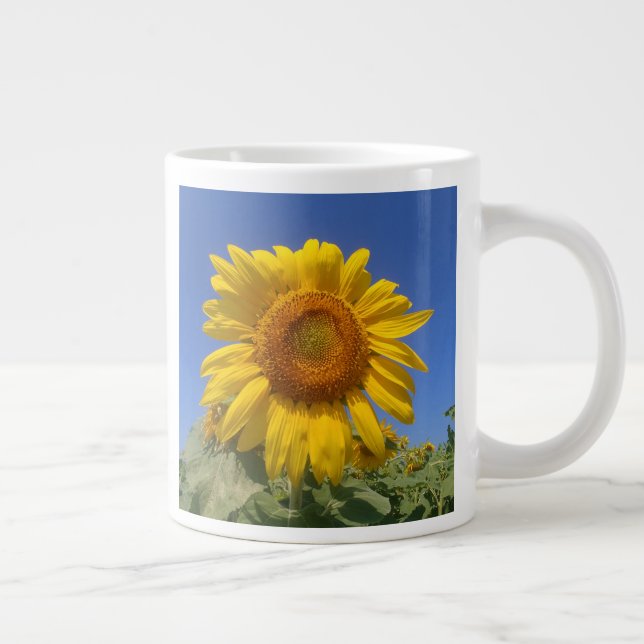 Yellow Sunflower And Blue Sky Large Coffee Mug (Right)