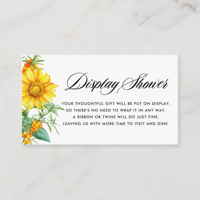 Yellow Sunflower and Sea Buckthorn Display Shower Enclosure Card (Front)