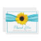 Yellow Sunflower Aqua Ribbon Wedding Thank You