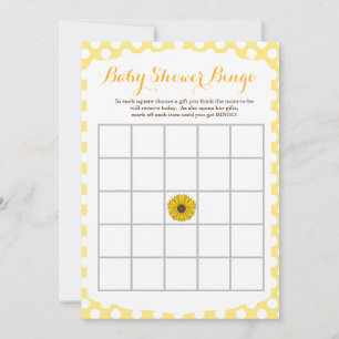 Yellow Sunflower Baby Shower Bingo Game Invitation