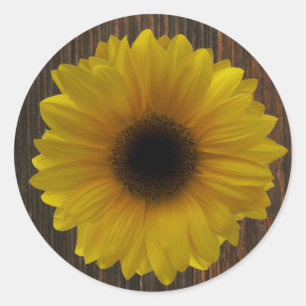 Yellow Sunflower & Barnwood Envelope Seal Sticker