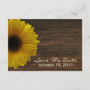 Yellow Sunflower & Barnwood Fall Save The Date