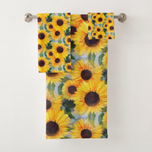 Yellow Sunflower Bath Towel Set