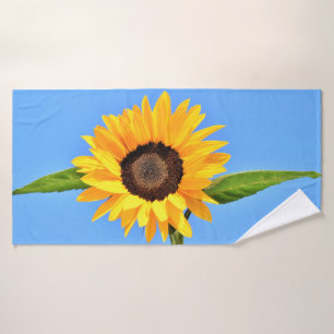 Yellow Sunflower Bath Towels Blue Sky