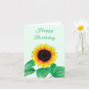 Yellow Sunflower Birthday Card - Customizable