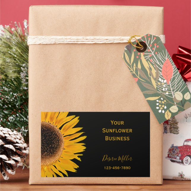 Yellow Sunflower Black Background Country Rustic Sticker (Holiday)