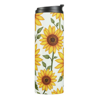 Yellow sunflower blooming toward the sun thermal tumbler