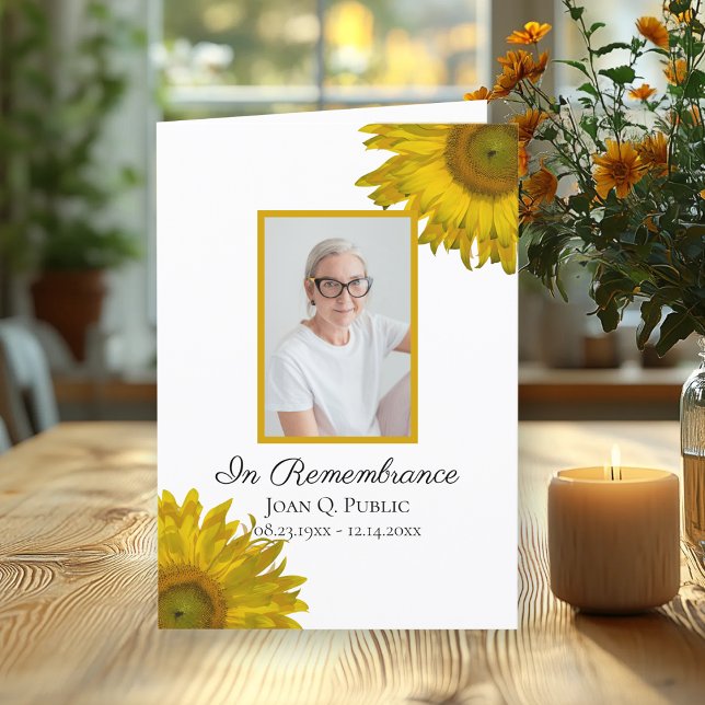 Yellow Sunflower Blossoms Funeral Service Folded Program (Creator Uploaded)