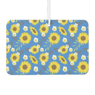 Yellow Sunflower Blue Background Flower Floral Air Freshener