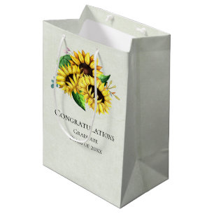 Yellow Sunflower Bouquet Congratulations Medium Gift Bag