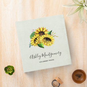 Yellow Sunflower Bouquet in Watercolor Binder