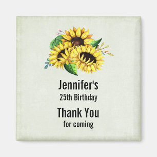 Yellow Sunflower Bouquet in Watercolor Birthday Magnet