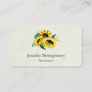  Yellow Sunflower Bouquet in Watercolor Business Card